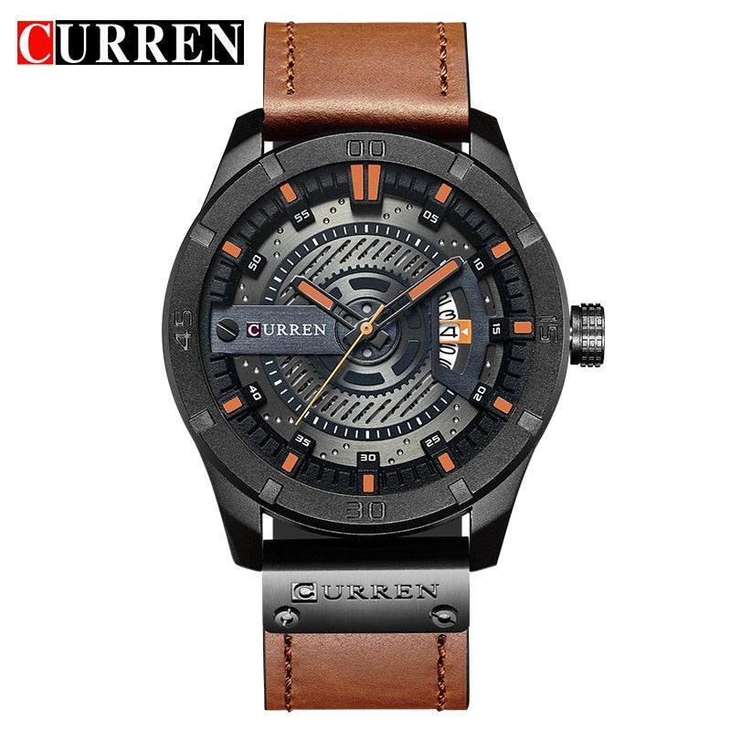 New Men Military Sports Watches Men Quartz Date Clock Man Casual Leather Wrist Watch Relogio Masculino