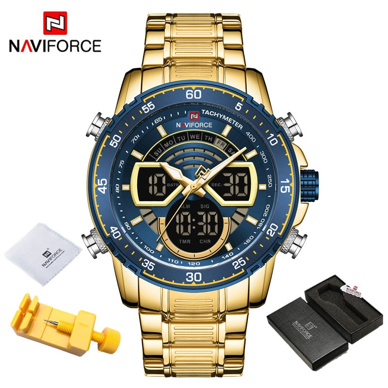 Men Watches Luxury Original Quartz Digital Analog Sport Wrist Watch for Men Waterproof Stainless Steel Clock GBE BOX