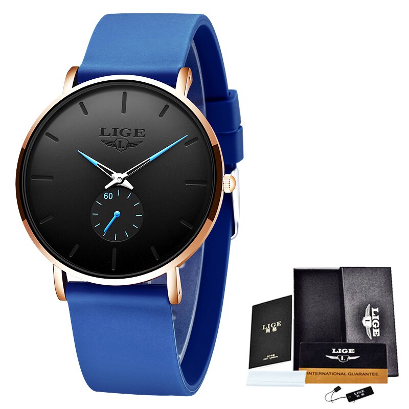 LIGE New Silicone Watches Mens Casual Fashion Sport Waterproof Clock Top Brand Luxury Quartz Men Watch