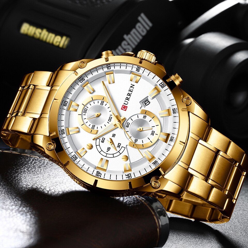Gold Watches Men Luxury Top Brand CURREN Quartz Wristwatch Fashion Sport and Causal Business Watch Male Clock Reloj Hombres