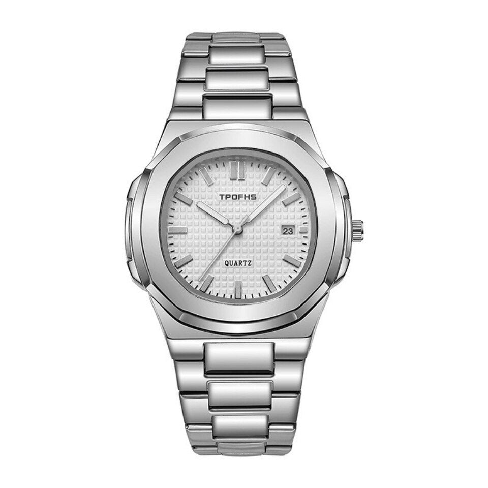 Men With Calendar Luminous Waterproof Steel Band Quartz Watch Nautilus Simple Sports Business Clock Relogio Masculino