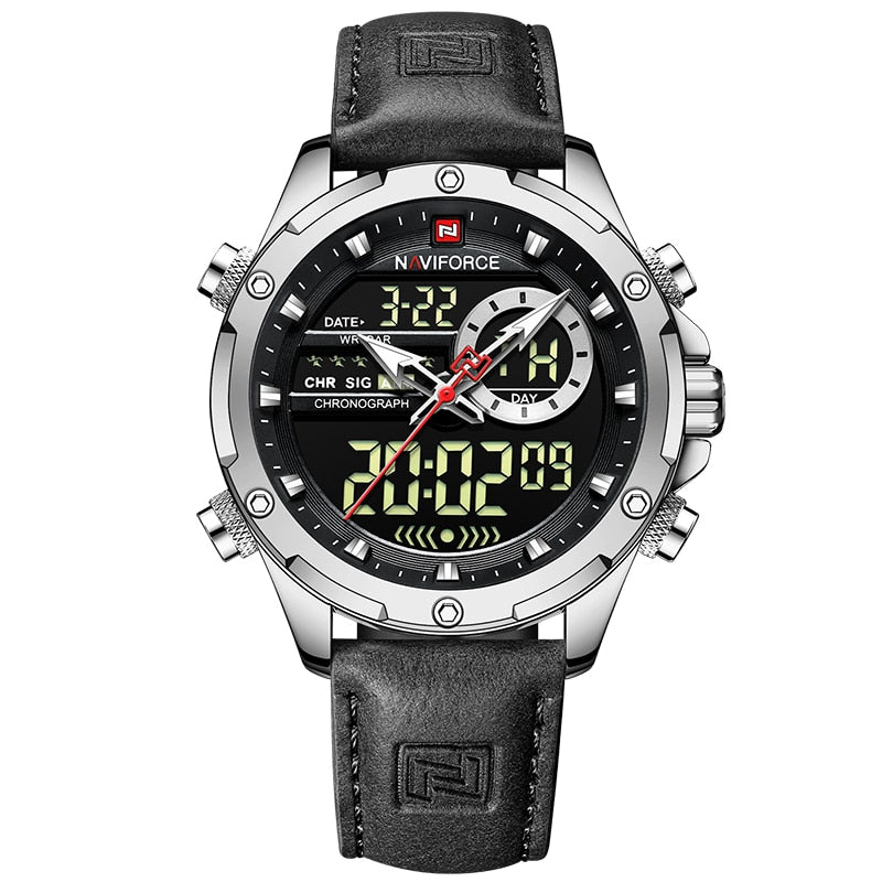 New Watches Men Luxury Brand Military Sport Men’s Wrist Watch Chronograph Quartz Waterproof Watch Leather Male Clock