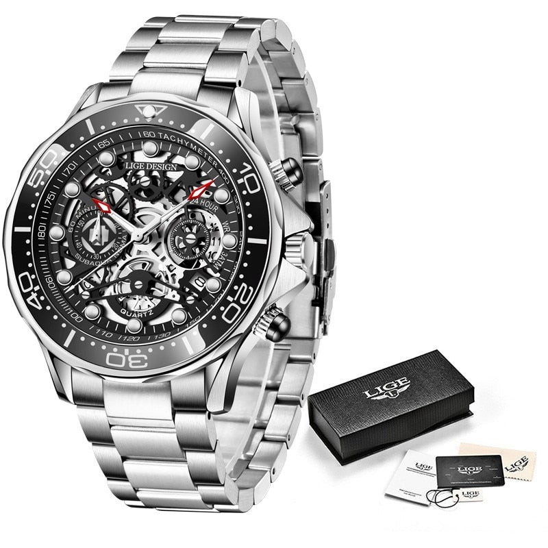 Gold Mens Watche Top Brand Luxury Stainless Steel Quartz Watch For Men Waterproof Sport Clock Male Chronograph