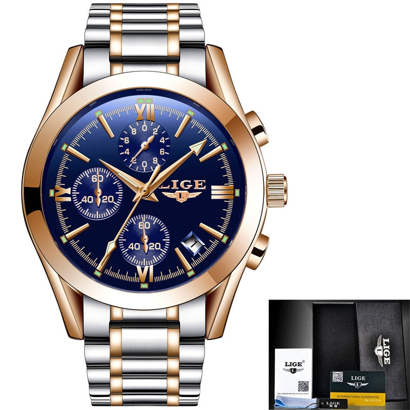 Men Watches Top Brand Luxury Military Quartz Watch Premium Leather Waterproof Sport Chronograph Watch for Men