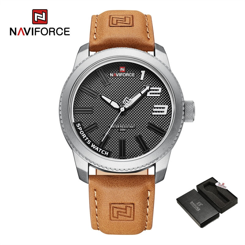 New Quartz Sport Waterproof Clock Fashion Luxury High Quality Male Leather Wrist watch SWLBN-BOX
