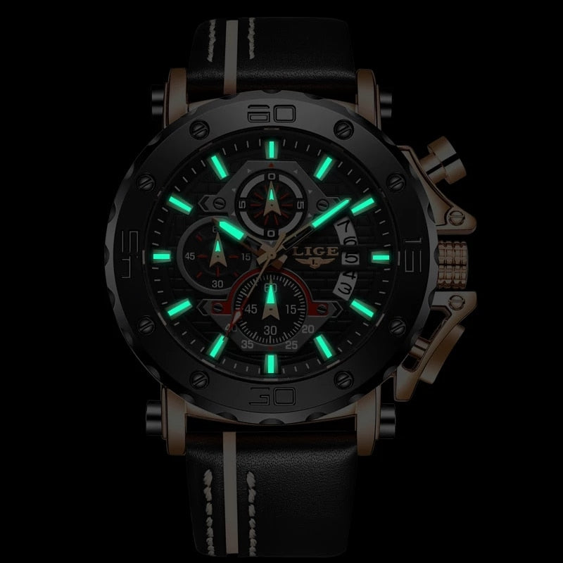 New Business Leather Men Watches Top Brand Luxury Quartz Watch For Men Waterproof Sport Big Dial Military Wristwatch