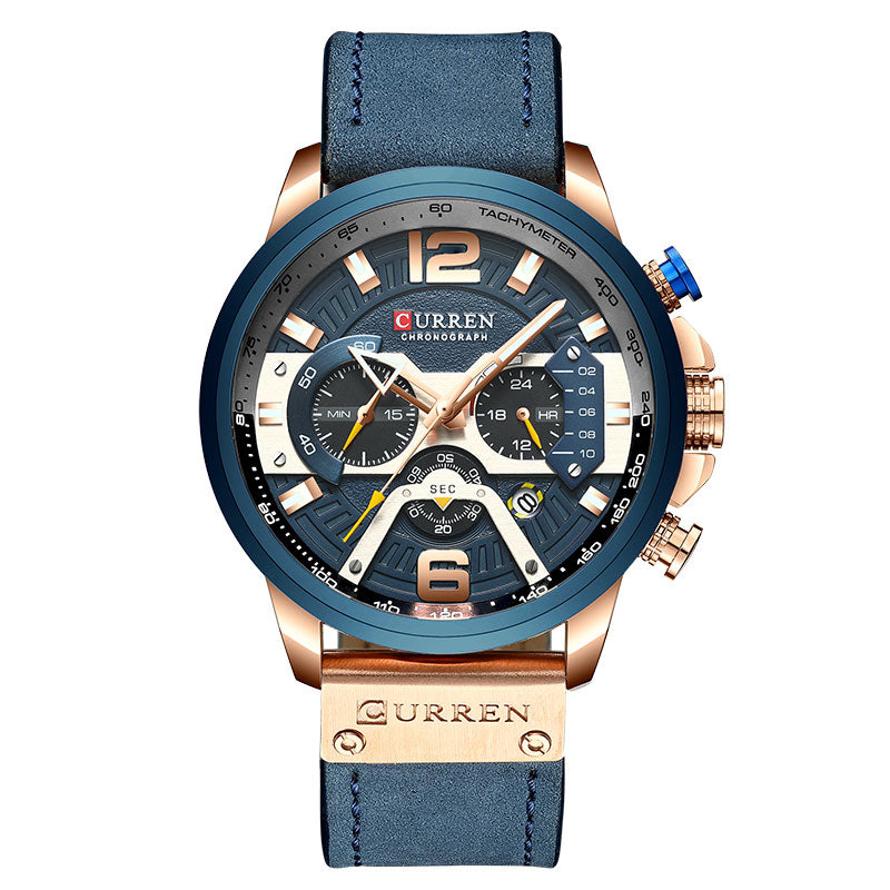 New Casual Sport Watches for Men Top Brand Luxury Military Leather Wrist Watch Man Clock Fashion Chronograph Wristwatch