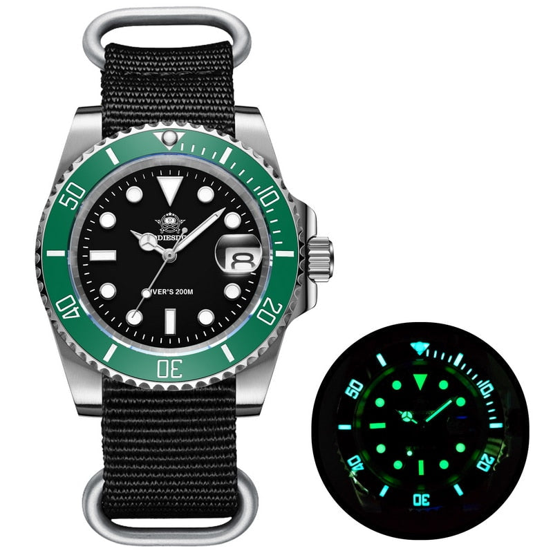 Addies Dive Men High Quality Watch 200m Waterproof Quartz Watch Ceramic Bezel Calendar Display C3 Super Luminous Watches