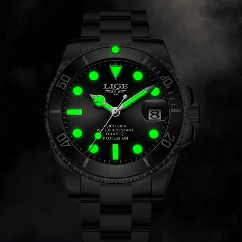 LIGE Top Brand Luxury Fashion Diver Watch Men 3ATM Waterproof Date Clock Sport Watches Mens Quartz Wristwatch Relogio Masculino