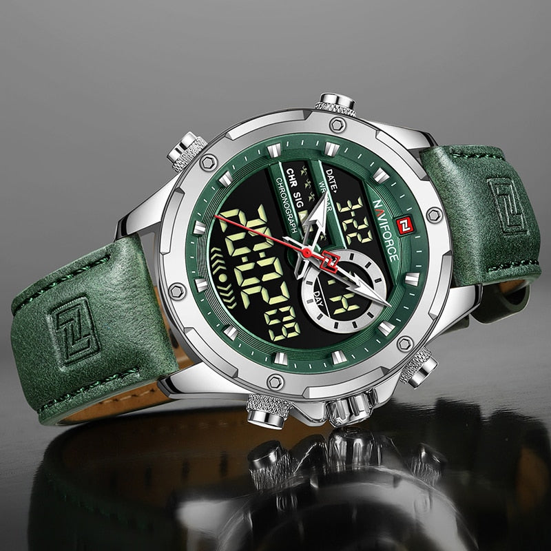 New Watches Men Luxury Brand Military Sport Men’s Wrist Watch Chronograph Quartz Waterproof Watch Leather Male Clock