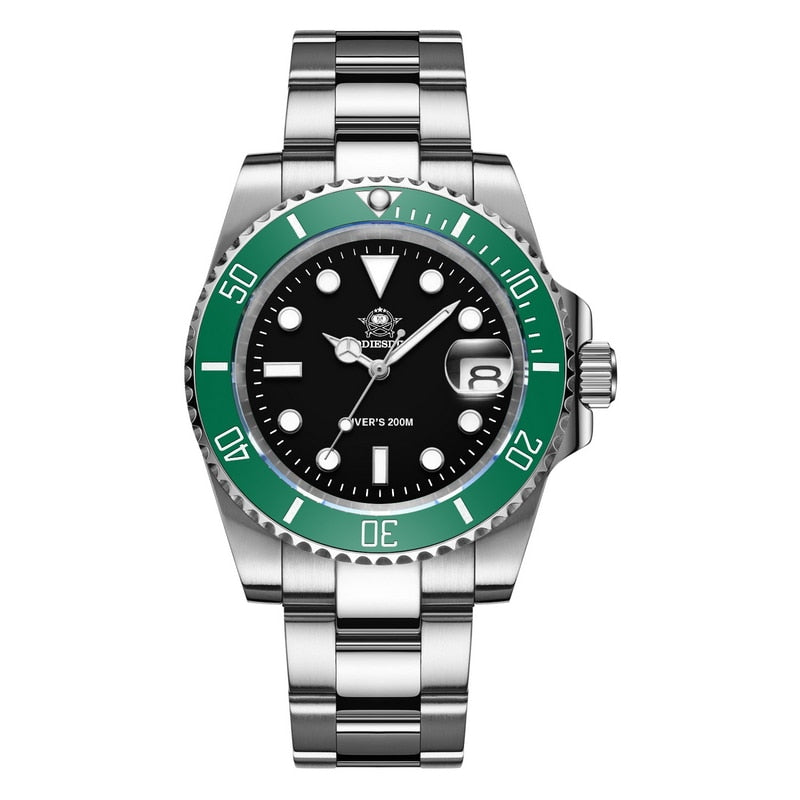 New Fashion Watch Stainless Steel Diver Watch 200M C3Super Luminous Sport Stainless Steel Watch