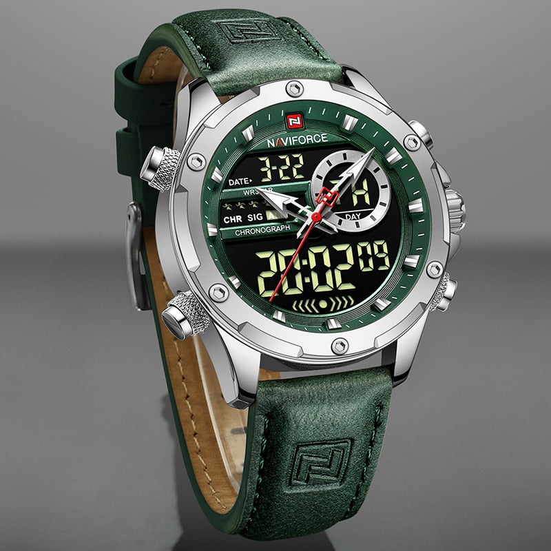 New Watches Men Luxury Brand Military Sport Men’s Wrist Watch Chronograph Quartz Waterproof Watch Leather Male Clock