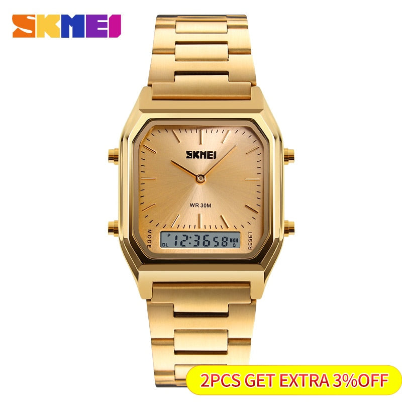 Men Digital Dual Time Sports Chronograph 3 bar Waterproof Quartz Wristwatches relogio masculino 1220