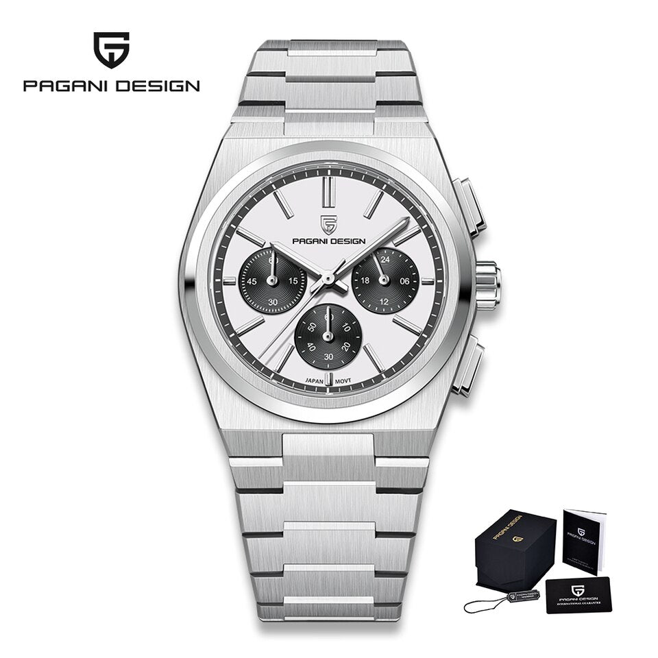 New Classic Men Sport Quartz Watches Sapphire Stainless Steel VK63 Waterproof Clock Relogios Masculinos