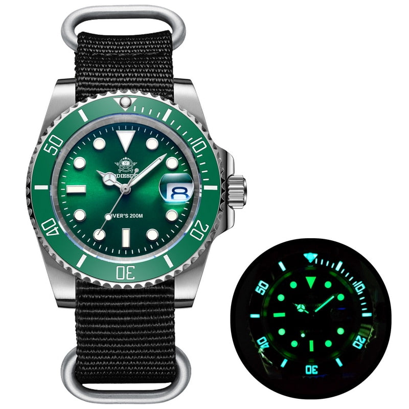 Addies Dive Men High Quality Watch 200m Waterproof Quartz Watch Ceramic Bezel Calendar Display C3 Super Luminous Watches
