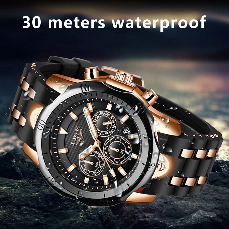 LIGE Fashion Watch for Men Sports Watches Waterproof Quartz Date Clock Military Wrist Watch Watch