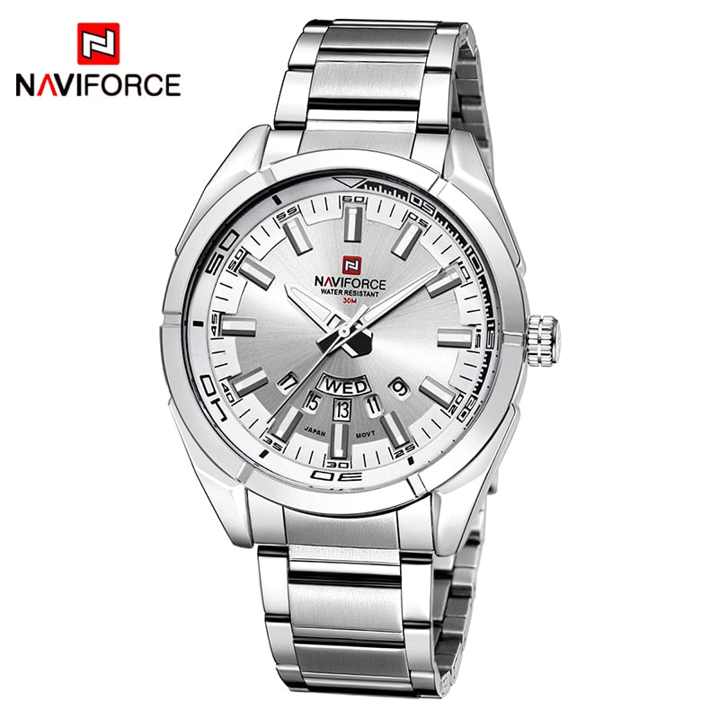 New Men Quartz Watches Full Steel Waterproof Casual Date Sport Military Wrist Watch Relogio Masculino