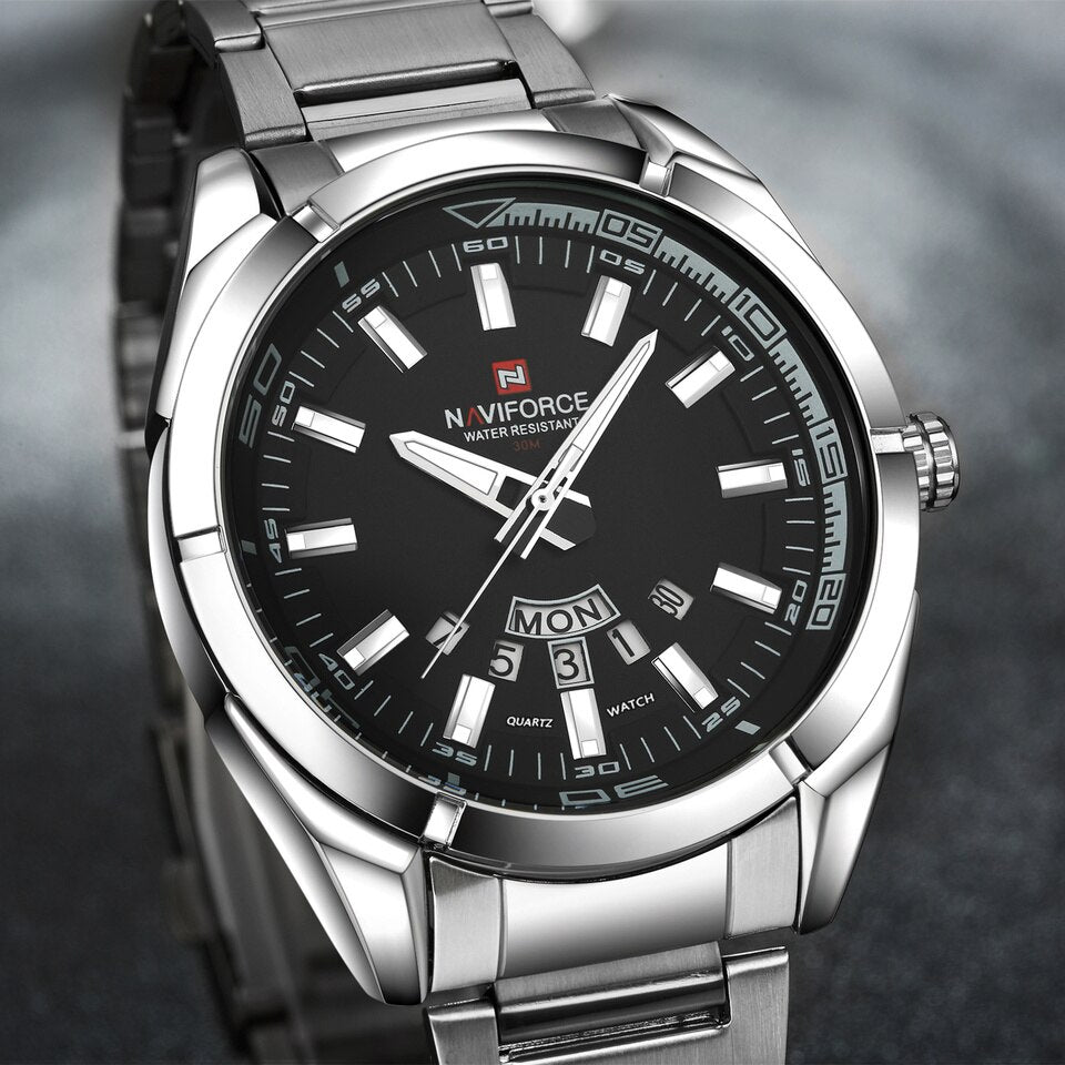 Business Men Quartz Watches 44MM Fashion Stainless Steel 30M Waterproof Date Wrist Chronograph Relogio Masculino
