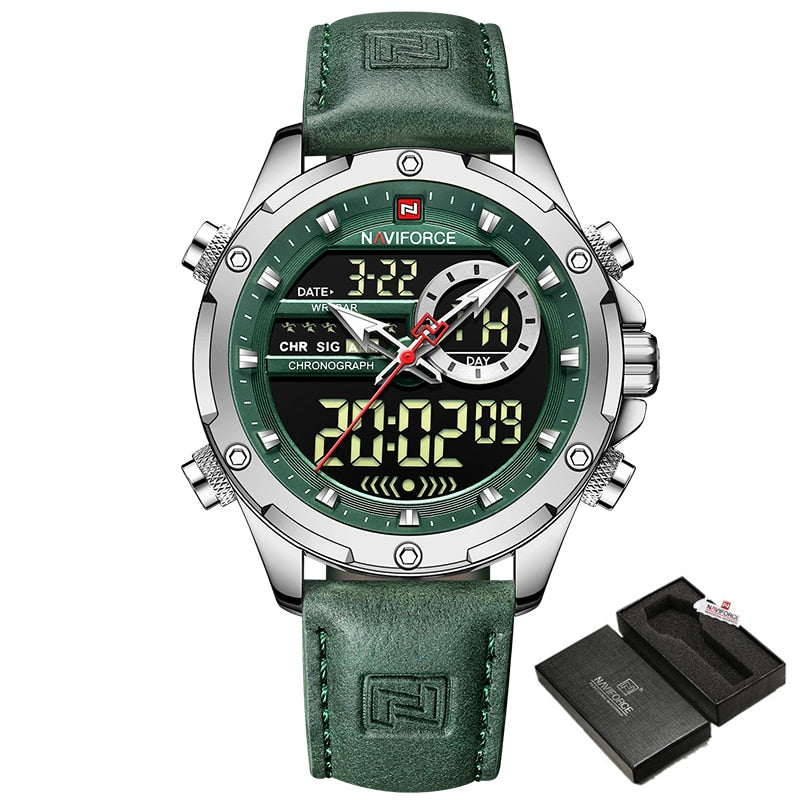 New Watches Men Luxury Brand Military Sport Men’s Wrist Watch Chronograph Quartz Waterproof Watch Leather Male Clock