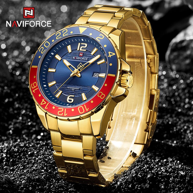 Top Brand Man Quartz Wristwatch Luxury Gold Watch Business Classic Stainless Steel Calendar Clock Waterproof
