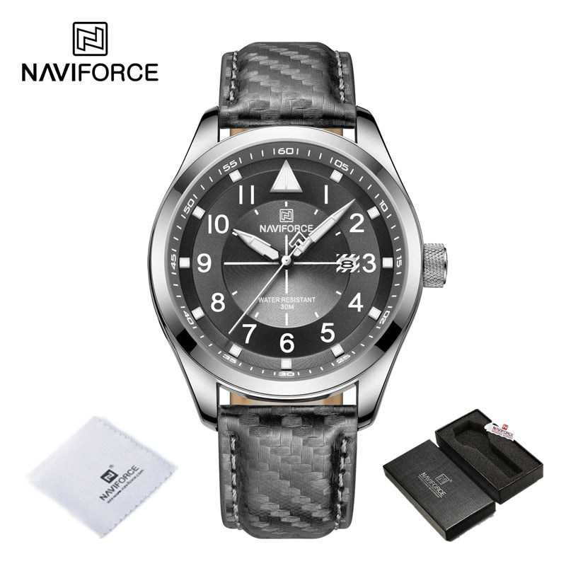 New Men Quartz Watches NAVIFORCE Business Luminous Waterproof Clock Leather Strap Wristwatches for Men Relogio Masculino