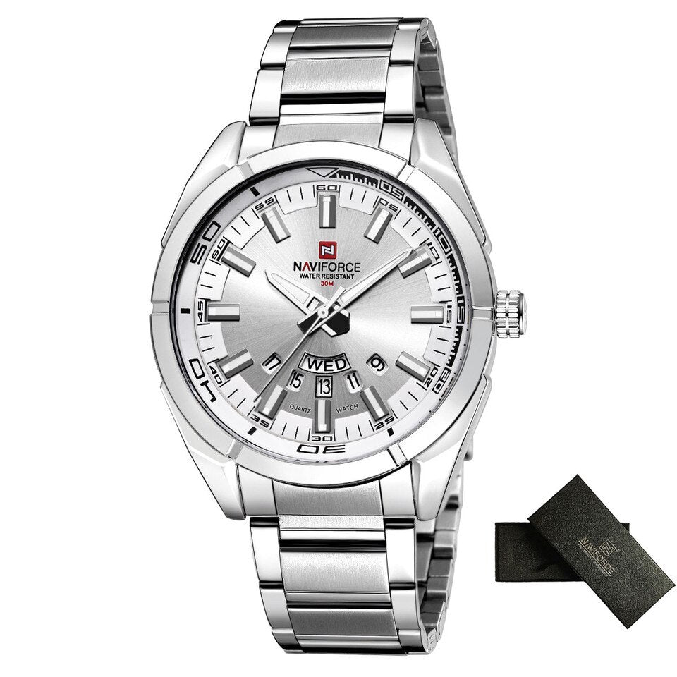 Business Men Quartz Watches 44MM Fashion Stainless Steel 30M Waterproof Date Wrist Chronograph Relogio Masculino