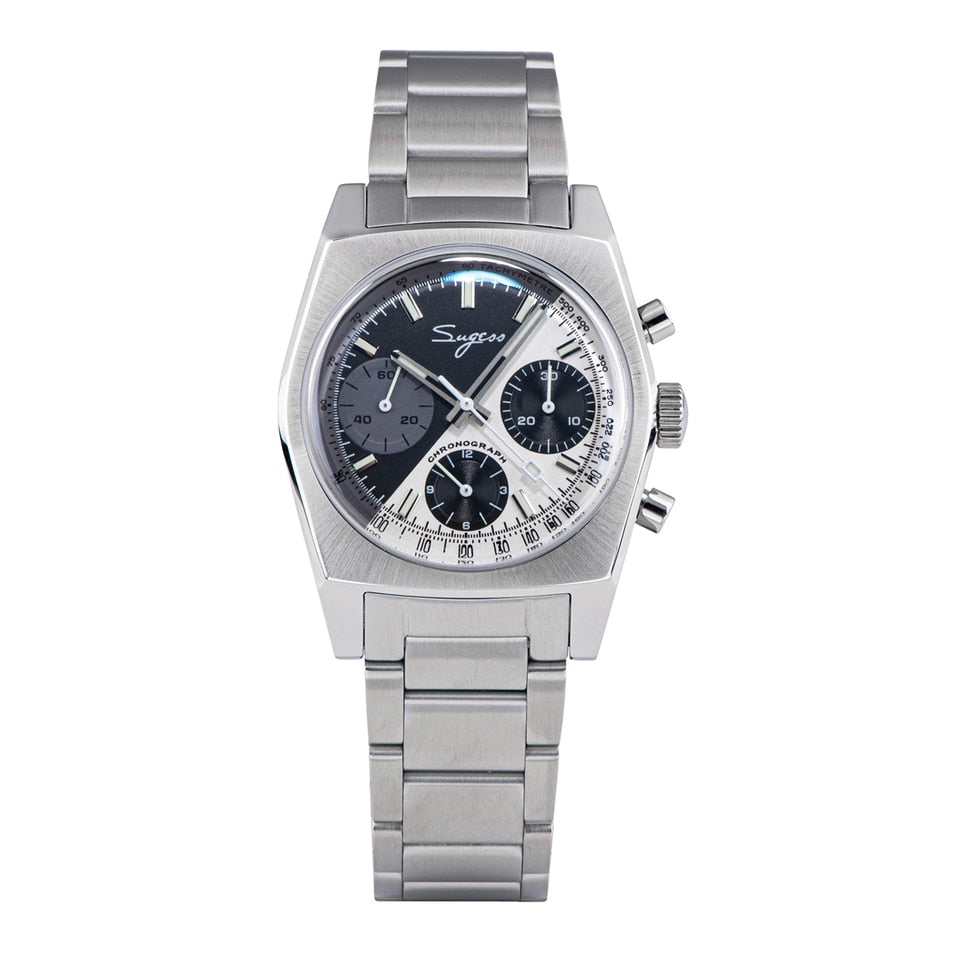 New 37mm Chronograph Watch of Men Seagull ST1902 Swan neck Movement Waterproof Mechanical Wristwatches Dome Sapphire