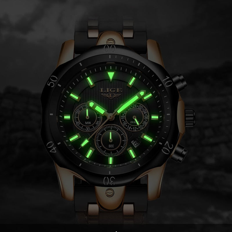 LIGE Fashion Watch for Men Sports Watches Waterproof Quartz Date Clock Military Wrist Watch Watch