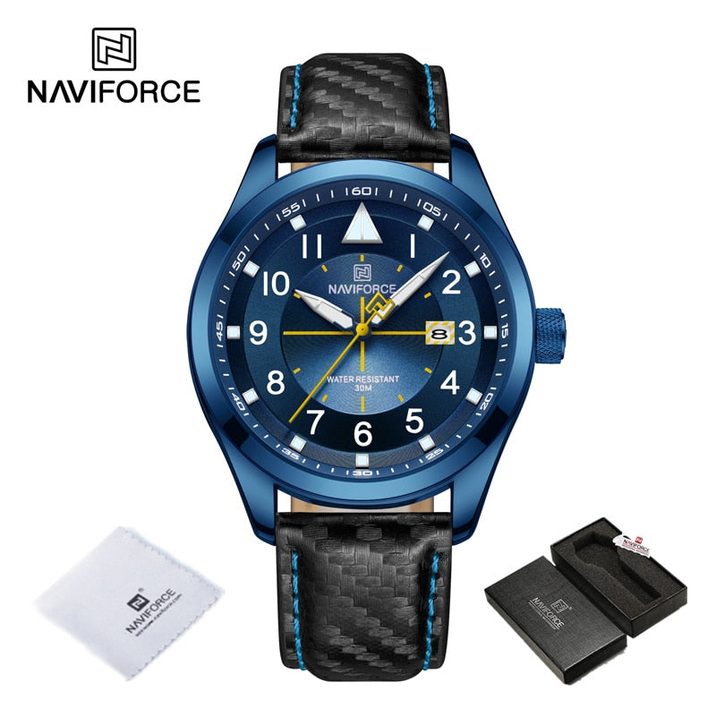 New Men Quartz Watches NAVIFORCE Business Luminous Waterproof Clock Leather Strap Wristwatches for Men Relogio Masculino