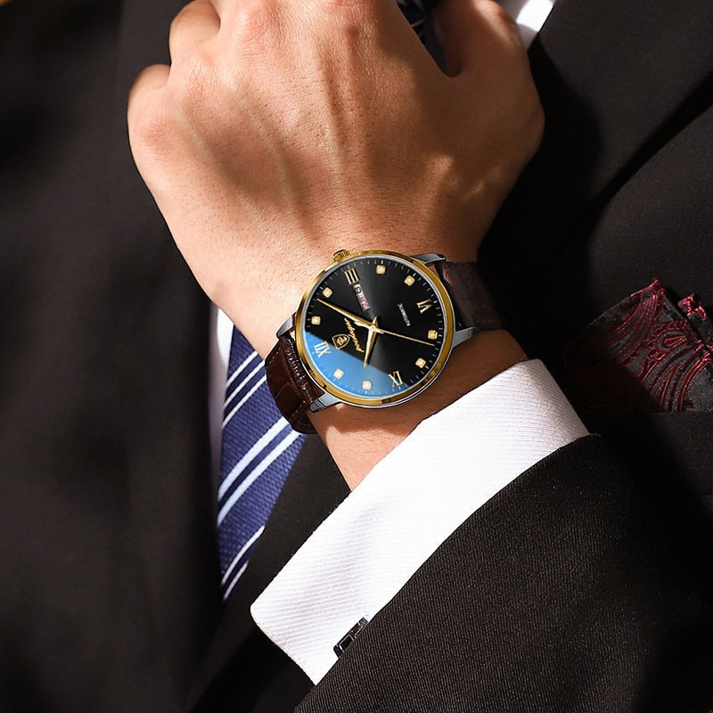 New Men Watches Top Brand Luxury Men Wrist Watch Leather Quartz Watch Sports Waterproof Male Clock Relogio Masculino+Box