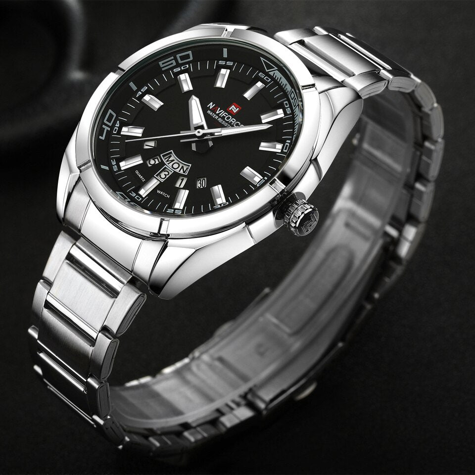 Business Men Quartz Watches 44MM Fashion Stainless Steel 30M Waterproof Date Wrist Chronograph Relogio Masculino