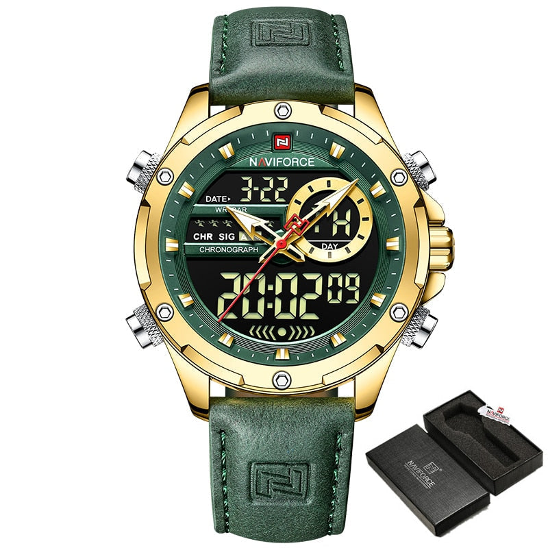 New Watches Men Luxury Brand Military Sport Men’s Wrist Watch Chronograph Quartz Waterproof Watch Leather Male Clock