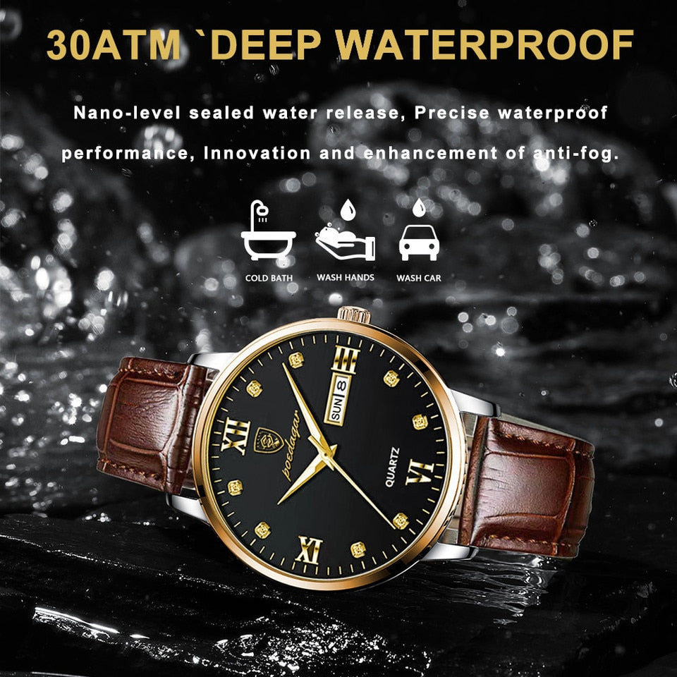 New Men Watches Top Brand Luxury Men Wrist Watch Leather Quartz Watch Sports Waterproof Male Clock Relogio Masculino+Box