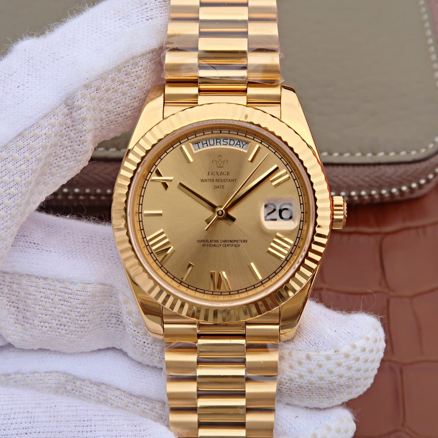 Original Casual Brand Watch Men Top Luxury Stainless Steel 3atm Waterproof daydate Business Men Fashion Wrist Watch