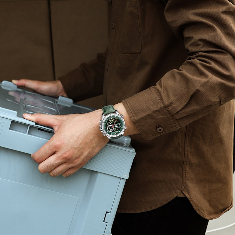 New Watches Men Luxury Brand Military Sport Men’s Wrist Watch Chronograph Quartz Waterproof Watch Leather Male Clock