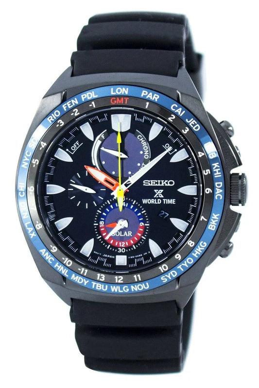 SEIKO PROSPEX WORLD TIME SOLAR SSC551P1 Blue Luxury Watch For Men