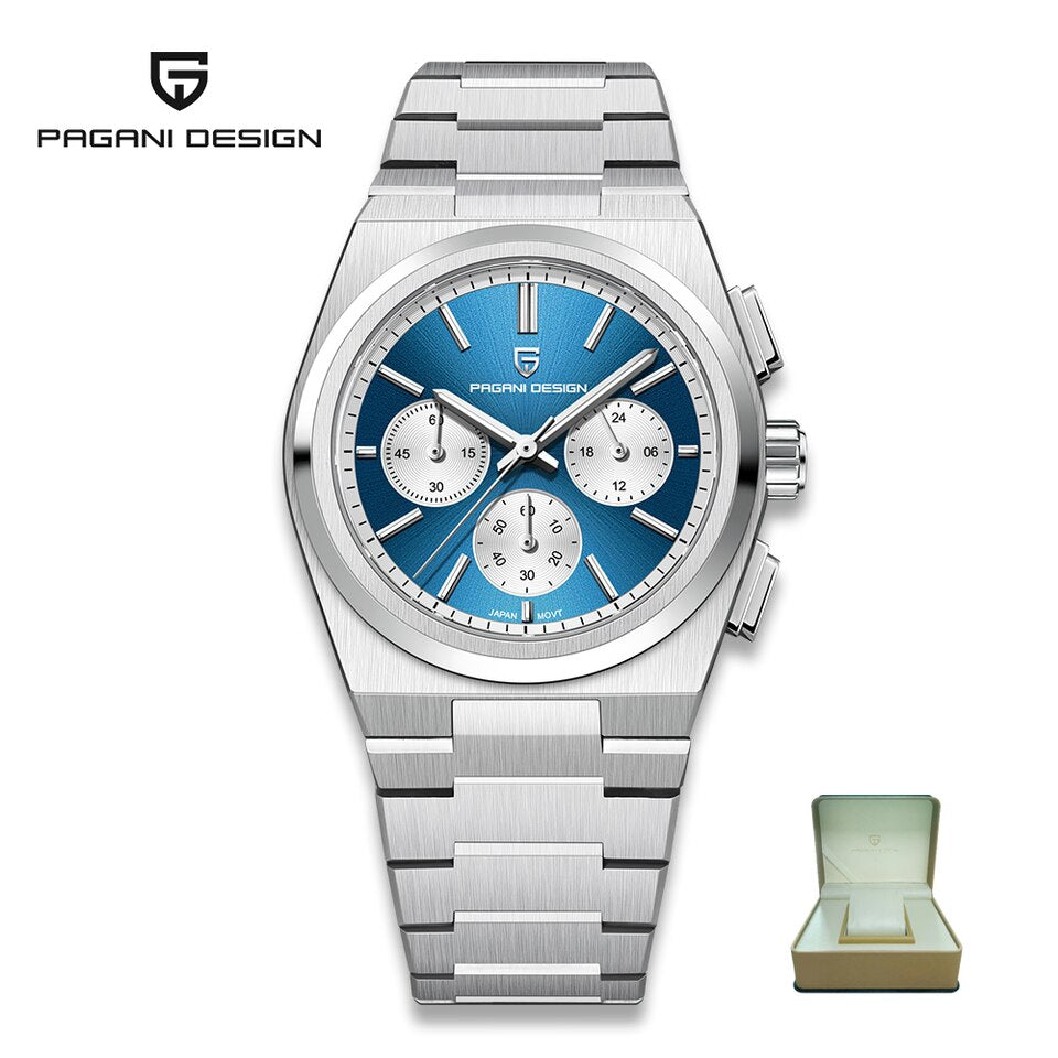 New Classic Men Sport Quartz Watches Sapphire Stainless Steel VK63 Waterproof Clock Relogios Masculinos