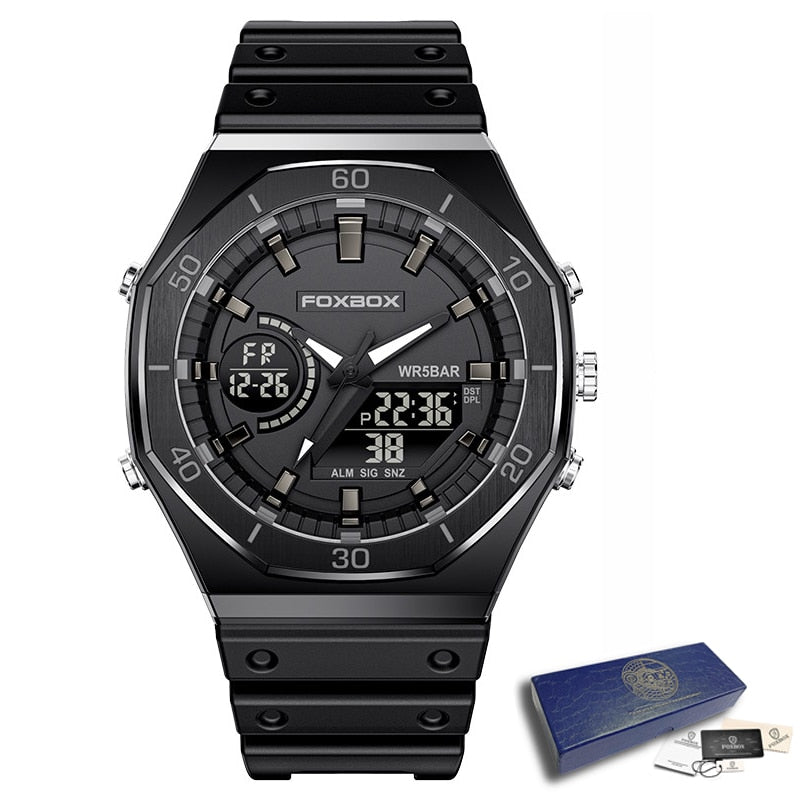 New Dual display Watches For Men Casual Sports Chronograph Quartz Big Dial Wrist Watch Silicone Waterproof Digital Clock