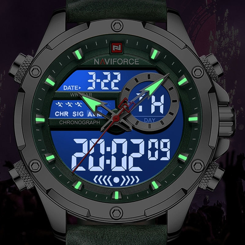 New Watches Men Luxury Brand Military Sport Men’s Wrist Watch Chronograph Quartz Waterproof Watch Leather Male Clock