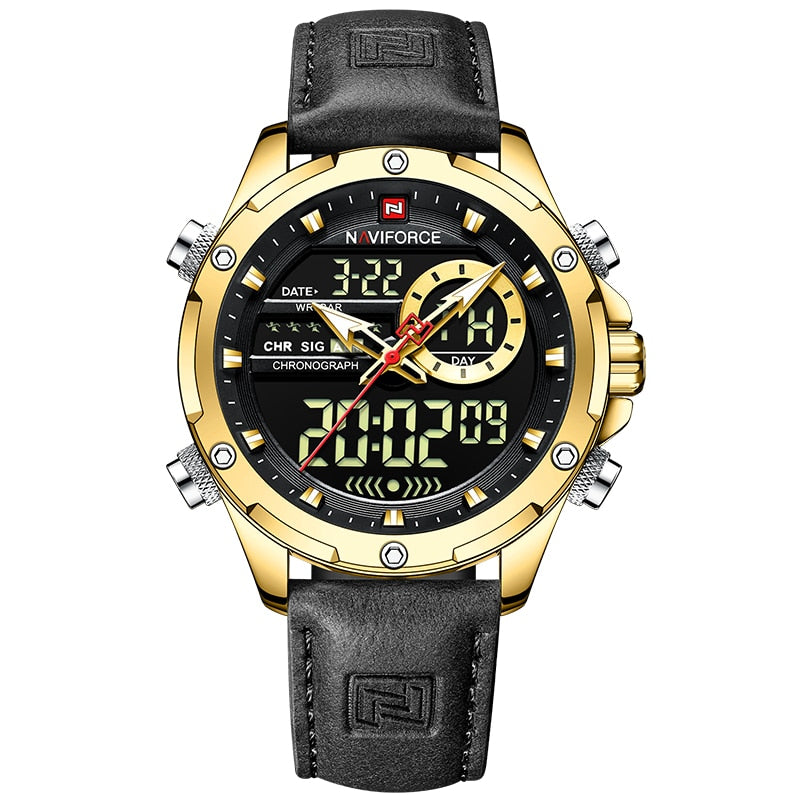 New Watches Men Luxury Brand Military Sport Men’s Wrist Watch Chronograph Quartz Waterproof Watch Leather Male Clock