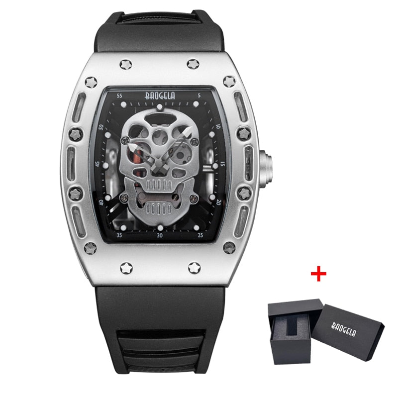 Baogela Pirate Skull Style Men Watch Silicone Luminous Quartz Watches Military Wateproof Skeleton Wristwatch For Man 1612