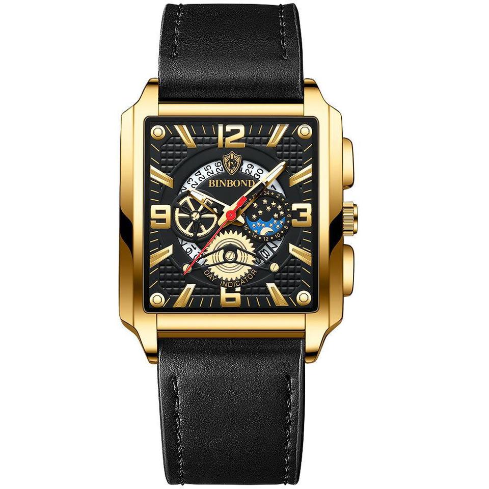 Relogio Masculino Wrist Watches Men Top Brand Luxury Golden Men Watches Gold Big Male Wristwatch Man Square Golden Dial