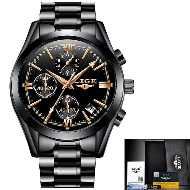 Men Watches Top Brand Luxury Military Quartz Watch Premium Leather Waterproof Sport Chronograph Watch for Men