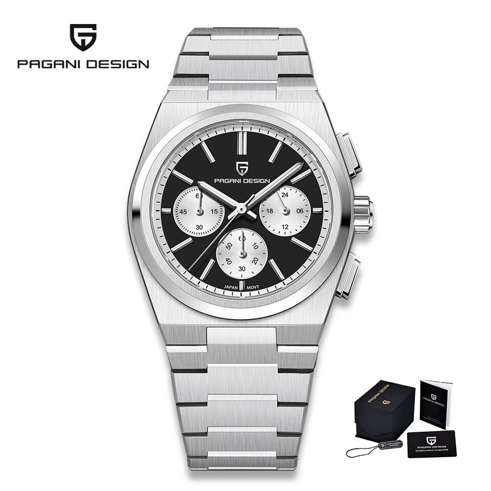 New Classic Men Sport Quartz Watches Sapphire Stainless Steel VK63 Waterproof Clock Relogios Masculinos