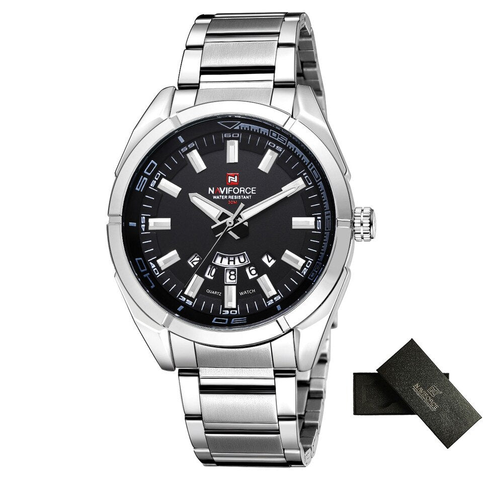 Business Men Quartz Watches 44MM Fashion Stainless Steel 30M Waterproof Date Wrist Chronograph Relogio Masculino