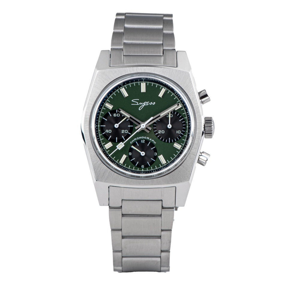 New 37mm Chronograph Watch of Men Seagull ST1902 Swan neck Movement Waterproof Mechanical Wristwatches Dome Sapphire