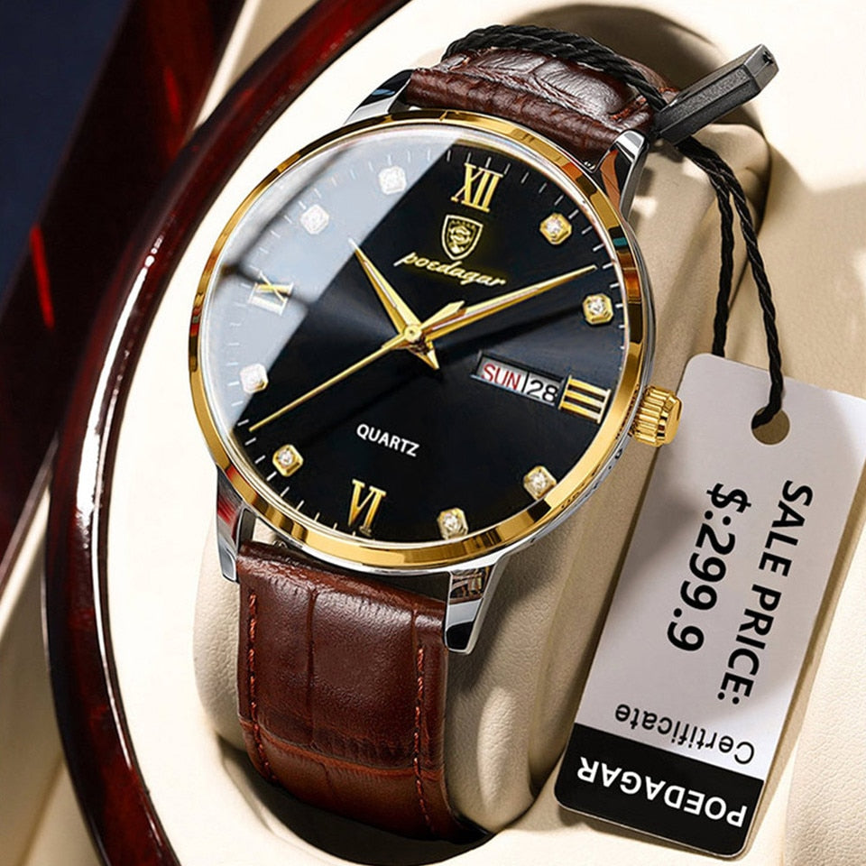 New Men Watches Top Brand Luxury Men Wrist Watch Leather Quartz Watch Sports Waterproof Male Clock Relogio Masculino+Box