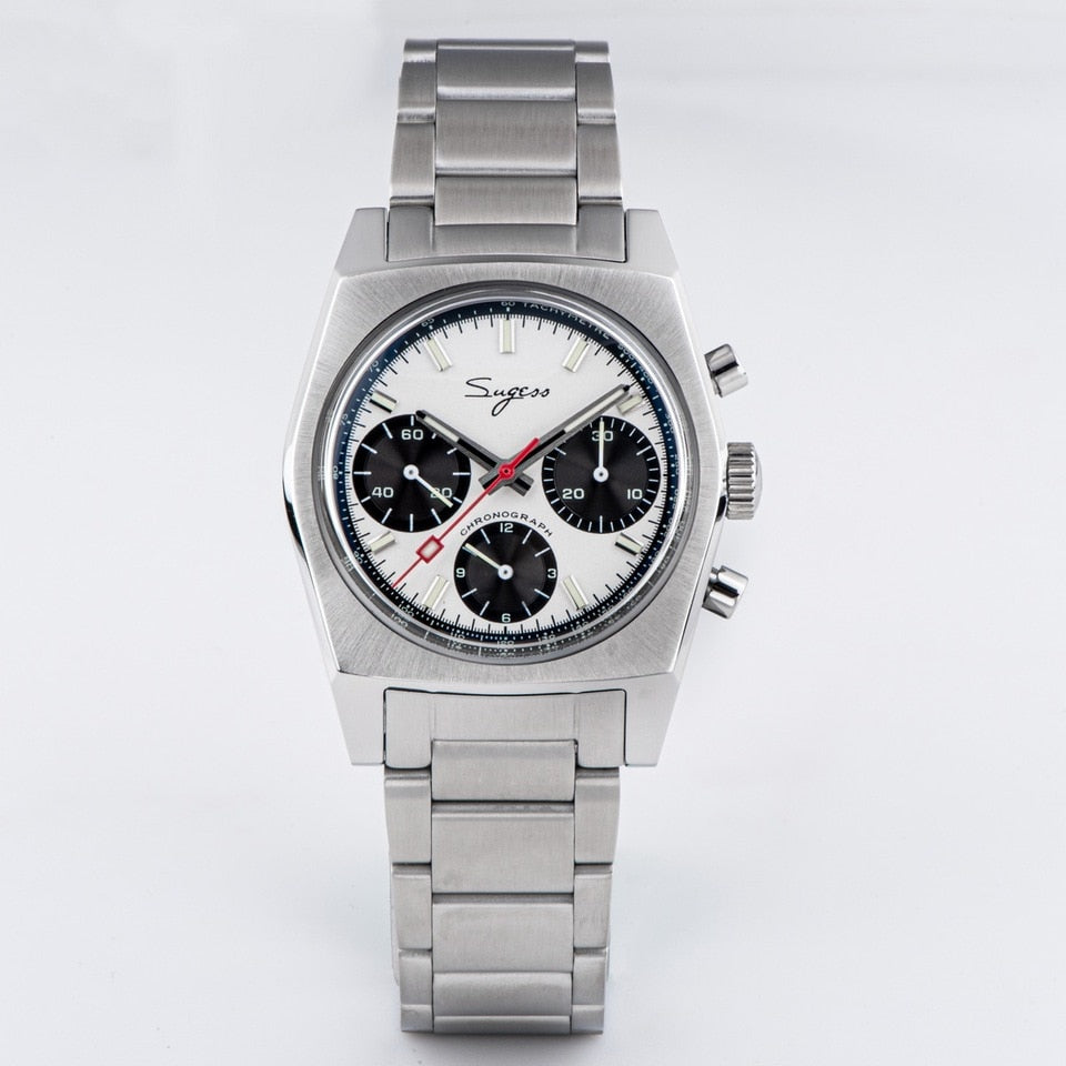 New 37mm Chronograph Watch of Men Seagull ST1902 Swan neck Movement Waterproof Mechanical Wristwatches Dome Sapphire