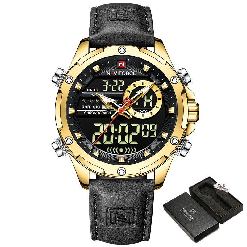 New Watches Men Luxury Brand Military Sport Men’s Wrist Watch Chronograph Quartz Waterproof Watch Leather Male Clock