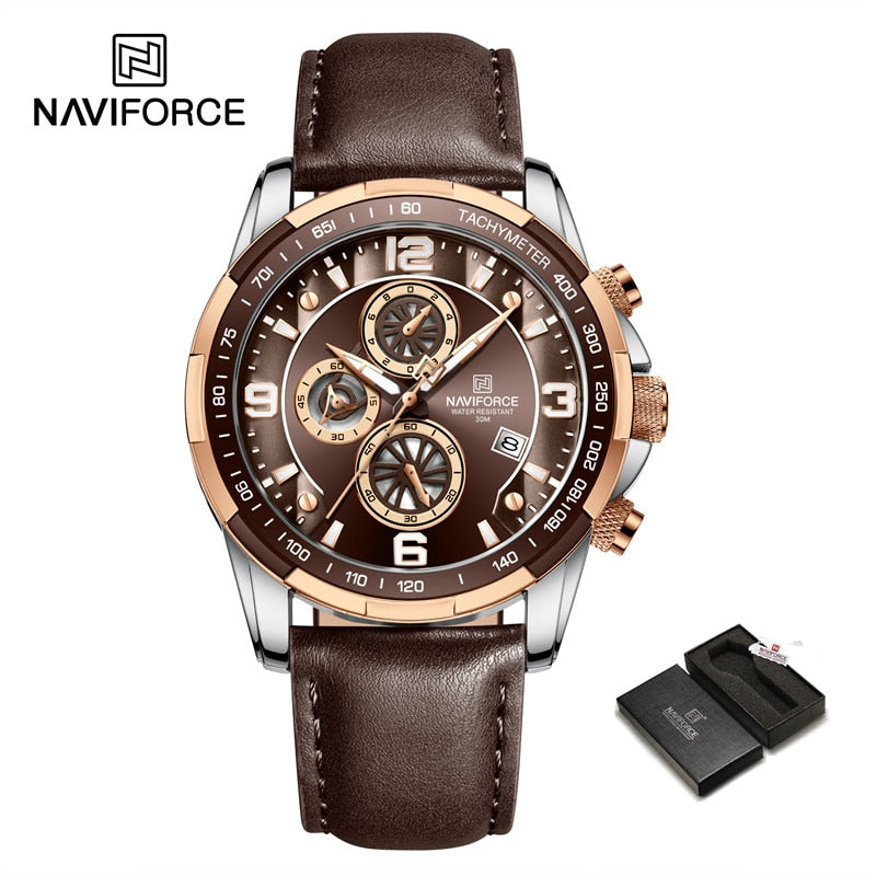 Luxury NAVIFORCE 100% Original Fashion Watch For Men Multifunction Sport Waterproof Man Quartz Wrist Watches Clock RGCEDBN-BOX